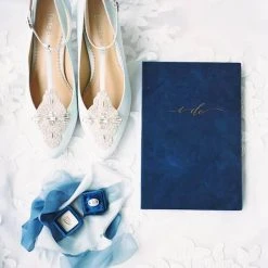 ANNALISE BLUE Blue Kitten Heel Wedding Shoes Vintage Bridal Heels