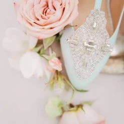 ANNALISE BLUE Blue Kitten Heel Wedding Shoes Vintage Bridal Heels