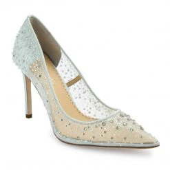 ELSA BLUE Something Blue Cinderella Wedding Heels / Blue Sequin Pumps For Evening Wear