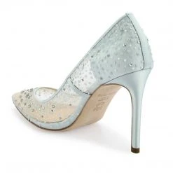 ELSA BLUE Something Blue Cinderella Wedding Heels / Blue Sequin Pumps For Evening Wear