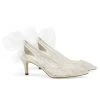 ESTHER Wedding Beaded Ivory Peep Toe Slingback Closed Toe Kitten Heels